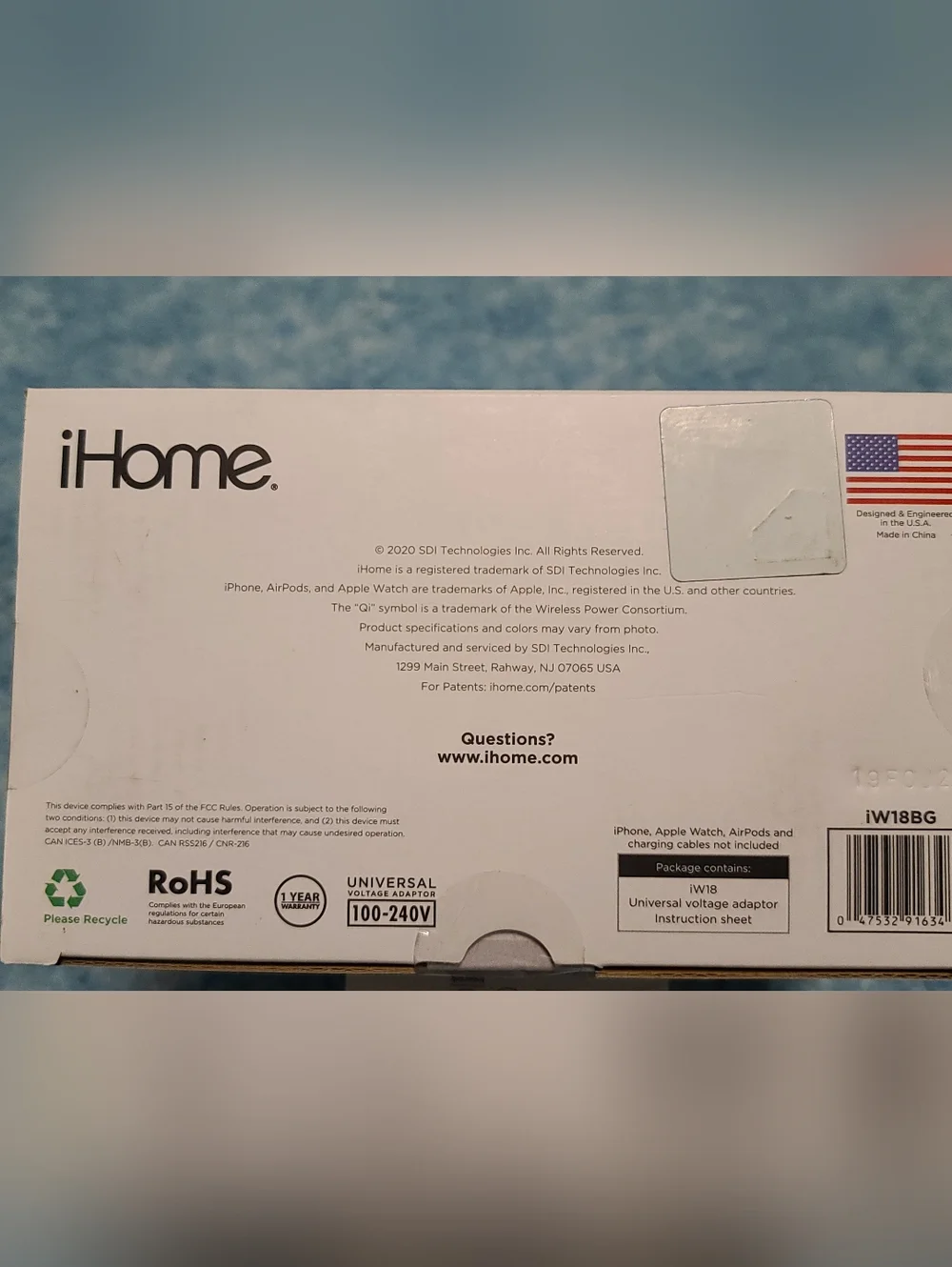 NEW IN BOX - iHome PowerValet 2-in-1 Wireless Charger - Black